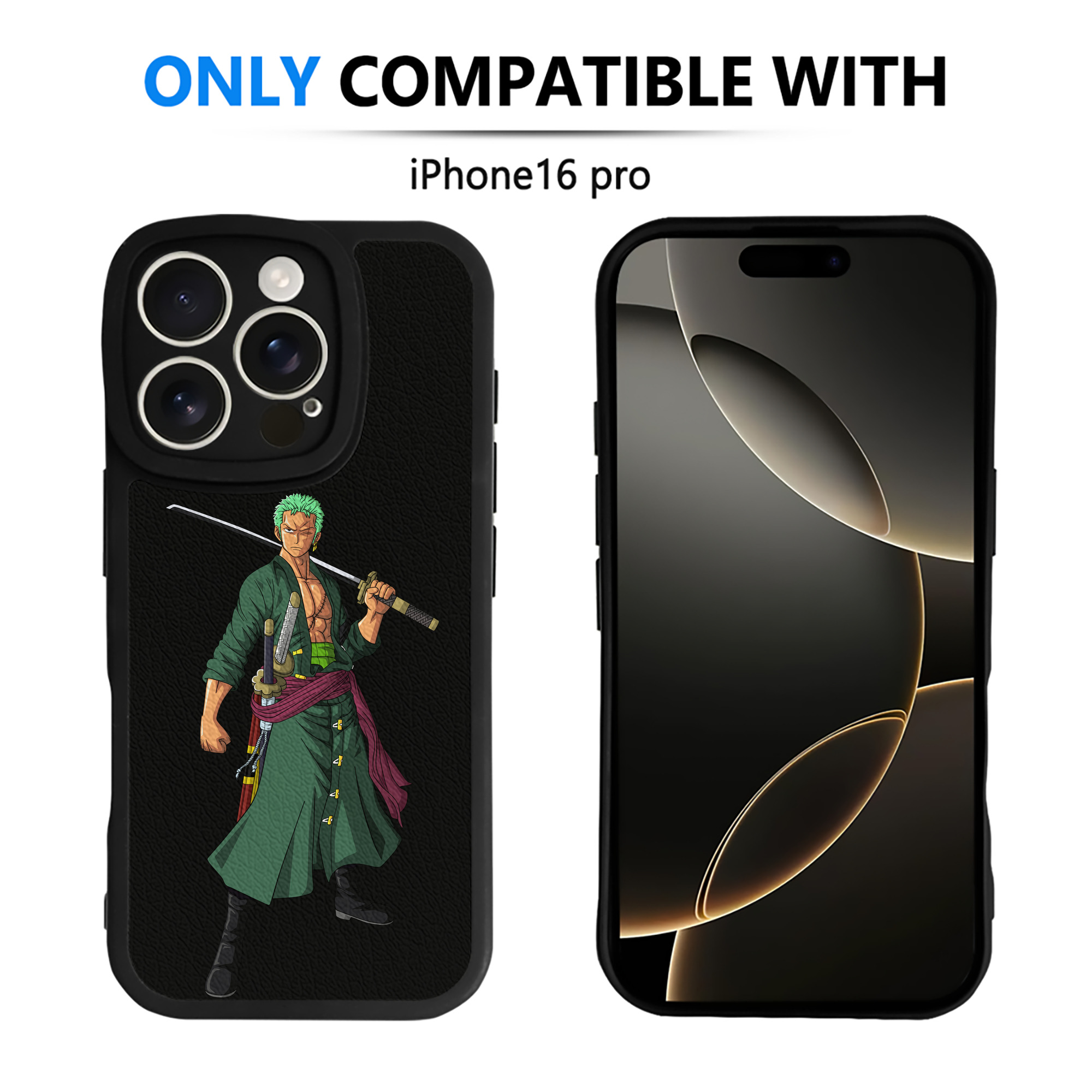 （画像用） ワンピース ロロノア・ゾロ ONE PIECE Roronoa Zoro 【iPhone 16シリーズ対応】シリコンスマホケース（レザー調） 材質：シリコン